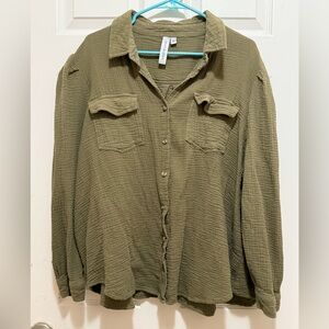 Olive Green Button-Up Shirt